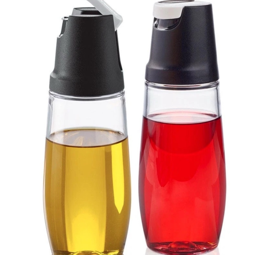 Tupperware Oil and Vinegar Dispensers - Black and Red